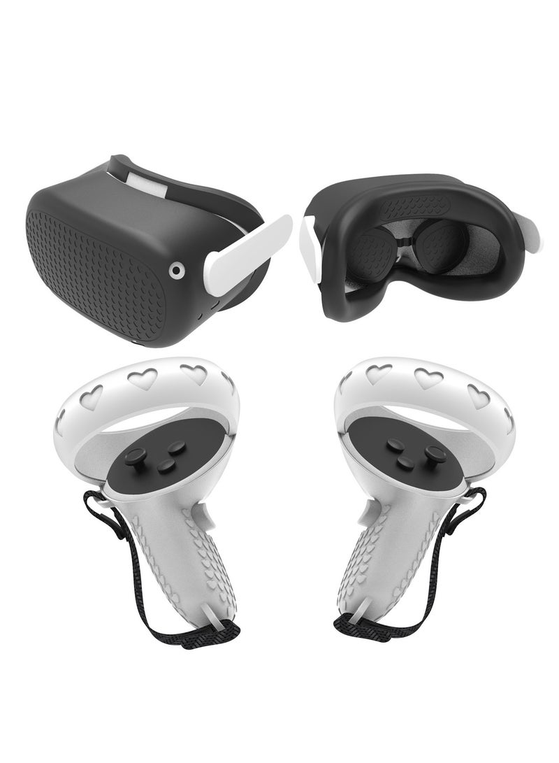 Silicone case for Oculus Quest 2, including front cover and controller grip cover, visor, lens case, rocker cap