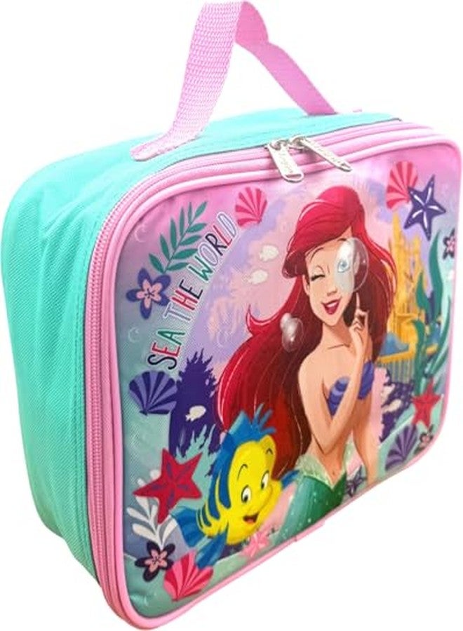 روز علبة غداء معزولة للبنات من روز بتصميم حورية البحر الصغيرة آرييل (لون فيروزي وردي) - Image 2