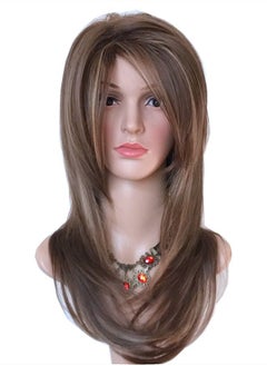 wigbuy Long Layered light Brown with Blonde wig Balayage color wig with brown with blonde highlight wig Synthetic Hair Multicolor for white Women  - Image 2