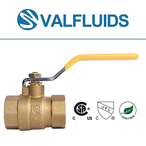 VALFLUIDS Full Port Forged LF Brass Ball Valve With Female Thread NPT Connector，150 PSI WSP / 600 PSI WOG. (3/4 Inch) - Image 2