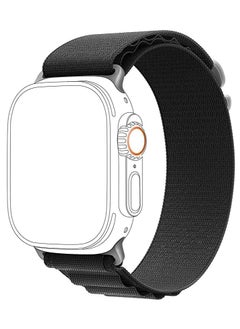 Generic Alpine Loop For Apple Watch 42/44 Mm Nylon Woven Ring With Sports G Hook Strap Series 4/5 - Black  - Image 2