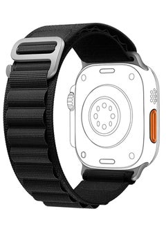 Generic Alpine Loop For Apple Watch 42/44 Mm Nylon Woven Ring With Sports G Hook Strap Series 4/5 - Black  - Image 1