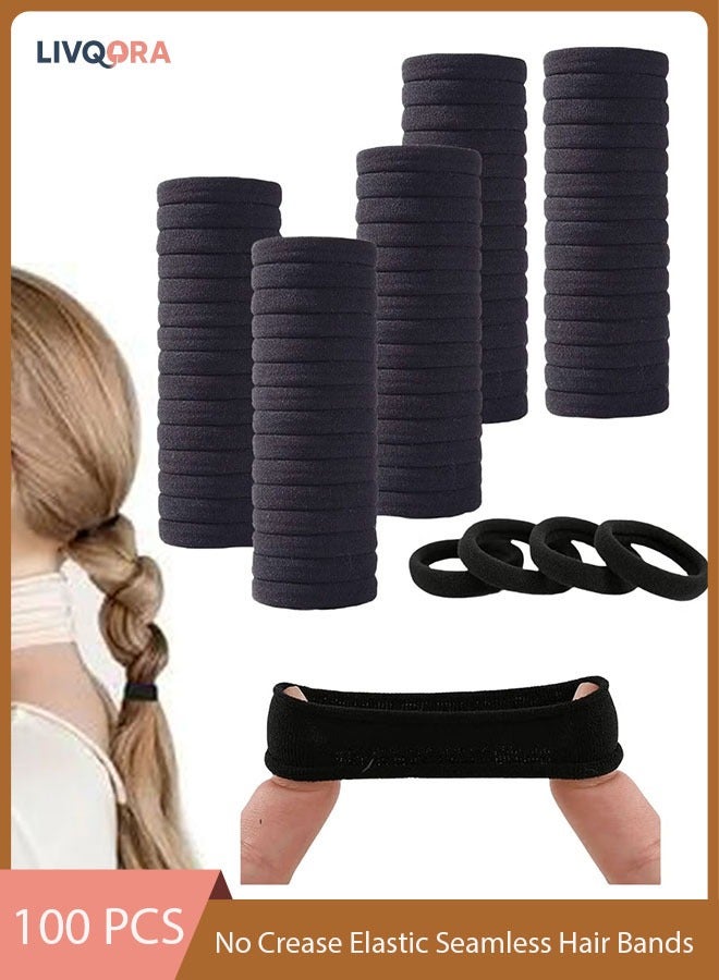 ليفقورا 100 قطعة من ربطات الشعر السوداء، بدون تجعد، مرنة وخالية من الوصلات، لا تسبب تلفًا للشعر الكثيف، مثالية لتصفيف الشعر والضفائر للنساء والفتيات - Image 1