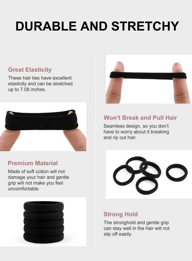 ليفقورا 100 قطعة من ربطات الشعر السوداء، بدون تجعد، مرنة وخالية من الوصلات، لا تسبب تلفًا للشعر الكثيف، مثالية لتصفيف الشعر والضفائر للنساء والفتيات - Image 2