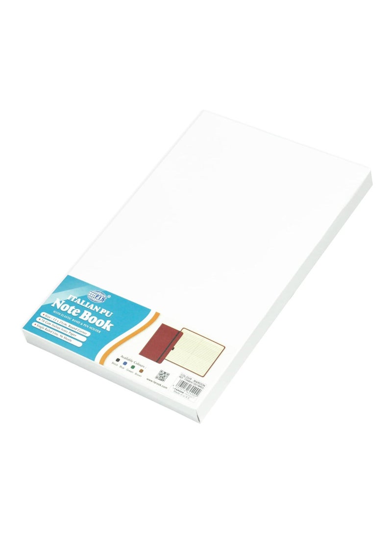 FIS® Executive Notebook, Size 13x21CM, 96 Sheets Single Line With Elastic PU Window Maroon Design 3 -FSNBEX13X21MRD3 - Image 3