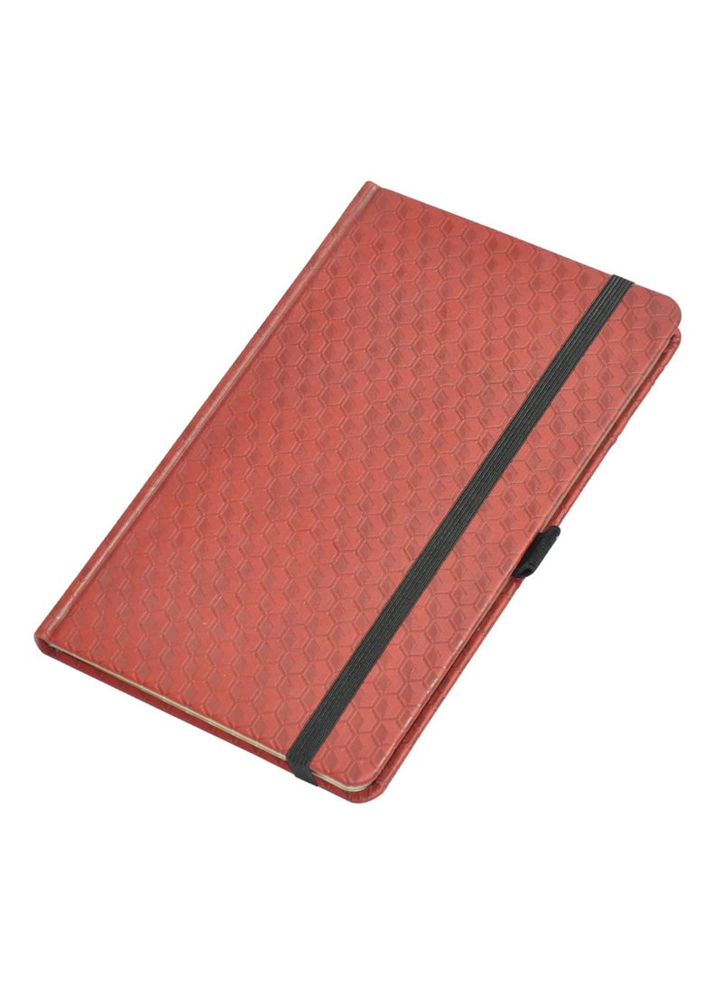 FIS® Executive Notebook, Size 13x21CM, 96 Sheets Single Line With Elastic PU Window Maroon Design 3 -FSNBEX13X21MRD3 - Image 1