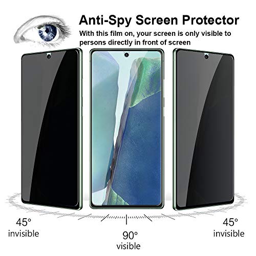 LYWHL [2 Pack] Note 20 Privacy Screen Protector Anti-Spy, LYWHL Tempered Glass Screen Protector for Samsung Galaxy Note 20, Black 9H Hardness Anti-Scratch Bubble Free [Don't Support Fingerprint Unlock] - Image 2