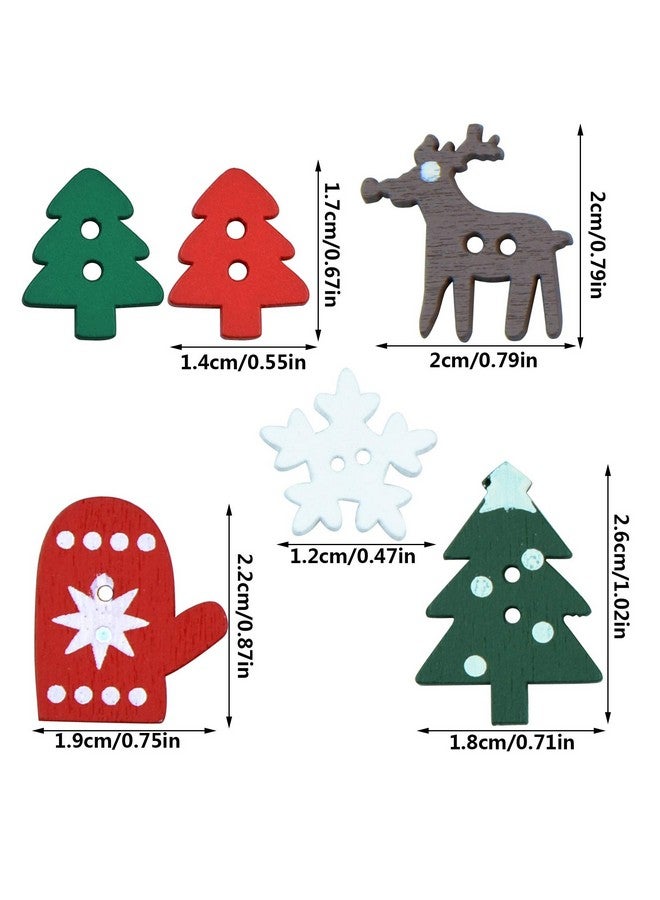 Fengek S Christmas Wooden Buttons, Fengek Snowflake Gloves Christmas Tree Sewing Buttons For Christmas Diy Art Crafts Project - Image 2