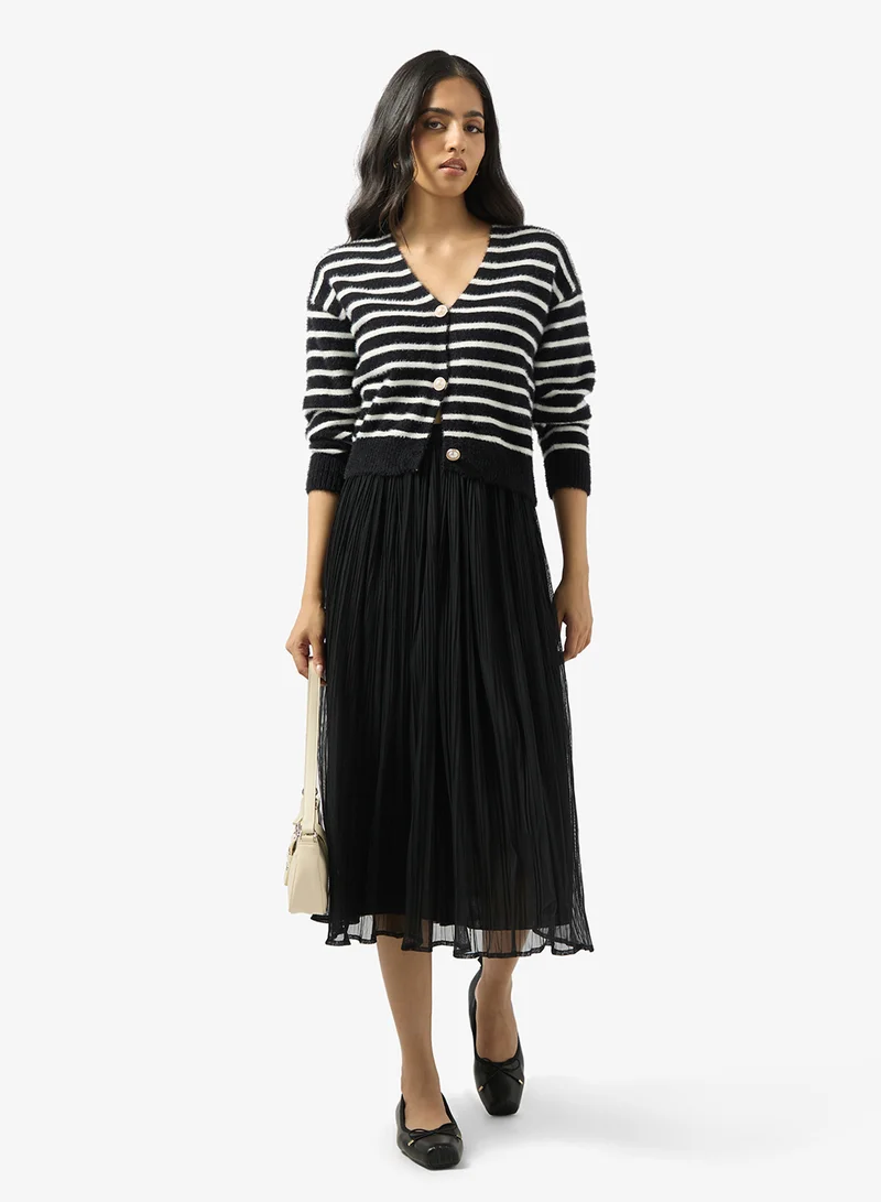 جينجر Pleate Tulle Midi Skirt