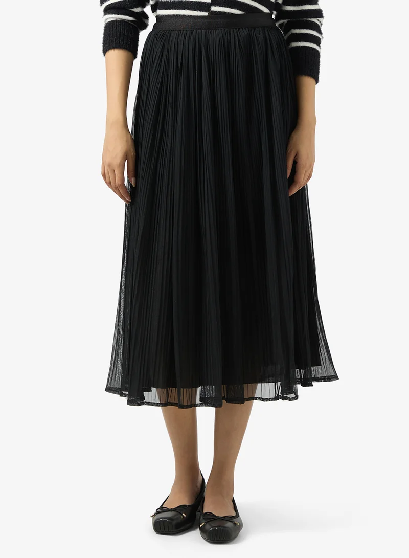 جينجر Pleate Tulle Midi Skirt