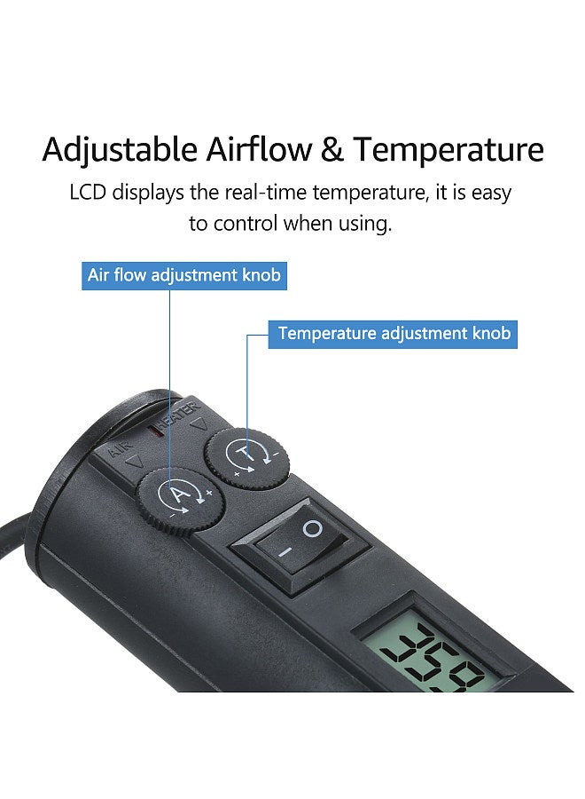 450W Portable Temperature-Controlled Soldering Heat Air Machine 450℃ Hot Air Rework Station SMD Desoldering Tool with Nozzles LCD Digital Display Airflow Control for Electronic Wiring  - Image 1