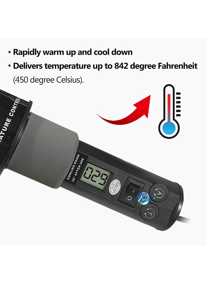 450W Portable Temperature-Controlled Soldering Heat Air Machine 450℃ Hot Air Rework Station SMD Desoldering Tool with Nozzles LCD Digital Display Airflow Control for Electronic Wiring  - Image 4