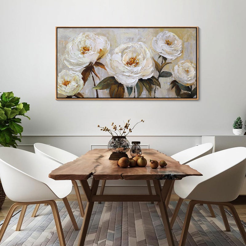 Pogusmavi Flower Canvas Wall Art Textured Floral Picture Wall Decor White Large Elegant Painting for Living Room Modern Artwork for Home Decor Pictures for Bedroom Wall Decor 20Ã—40IN - Image 5