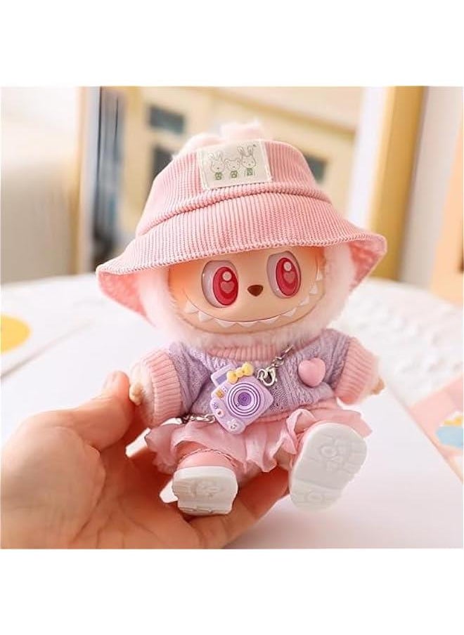 Arabest Kawaii Pink Outfit Set 5 Pieces for Labubu Dolls Accessories, Stylish Clothing Replacement Set Fits 15cm 17cm Doll  - Image 2