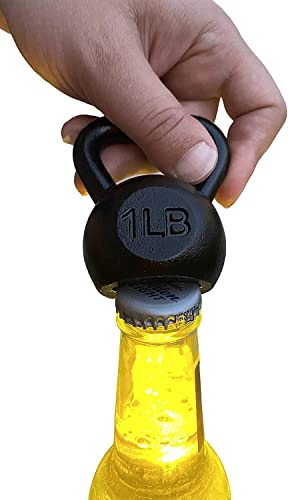 JEM GLASS JEM GLASS Kettlebell Bottle Opener  Cast Iron with Enamel Coating  Unique and Functional for Gym Buffs and Fitness Enthusiasts