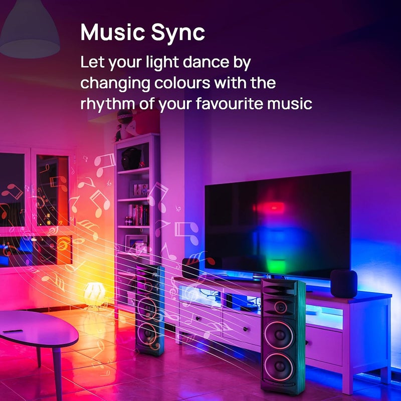 Wipro 125W B22D WiFi Smart LED Bulb with Music Sync Voice Control with Alexa Google Asst App Control 16 M Colours White Tunable Warm Neutral Cool White Dimmable Scenes Pack of 1 - Image 5