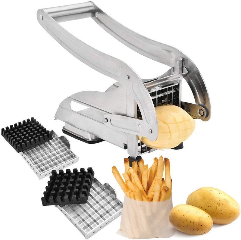 TOPINCN French Fry Cutter Potato Slicer Stainless Steel French Fries Slicer Potato Chipper Chip Cutter Chopper Maker Vegetable and Potato Slicer for Potatoes Carrots Cucumbers 