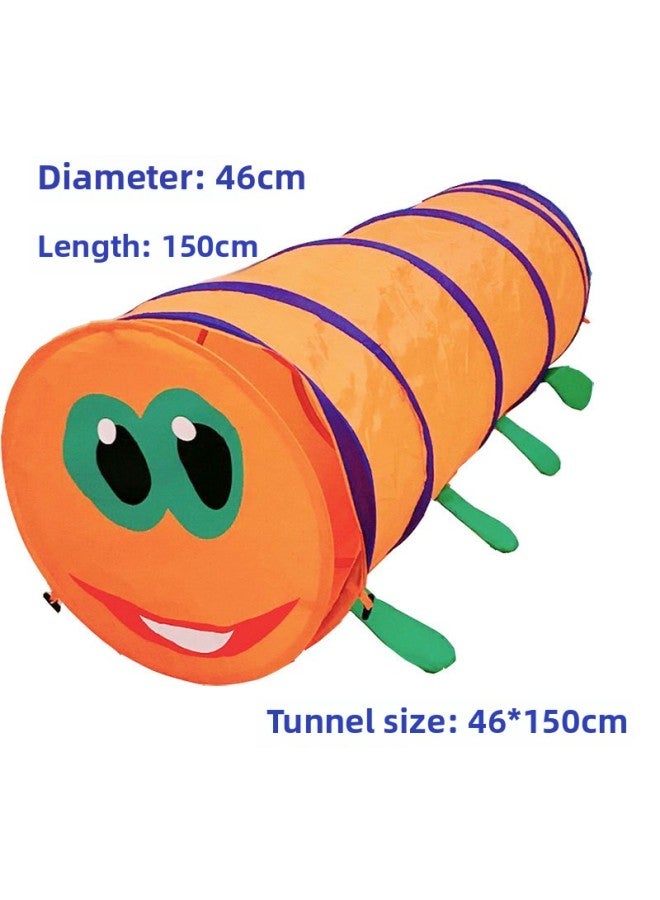 Children's Tent Sunshine Caterpillar Tunnel Crawler Baby Garden Drill Hole Sensor Training Thickened Baby Early Education-Color:150cm Orange Caterpillar Tunnel - Image 1