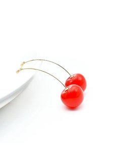Cherry Solid Color Transparent Cherry Size Red And Yellow Cherry Girls Heart Internet Celebrity Long Pearl Earrings Earrings