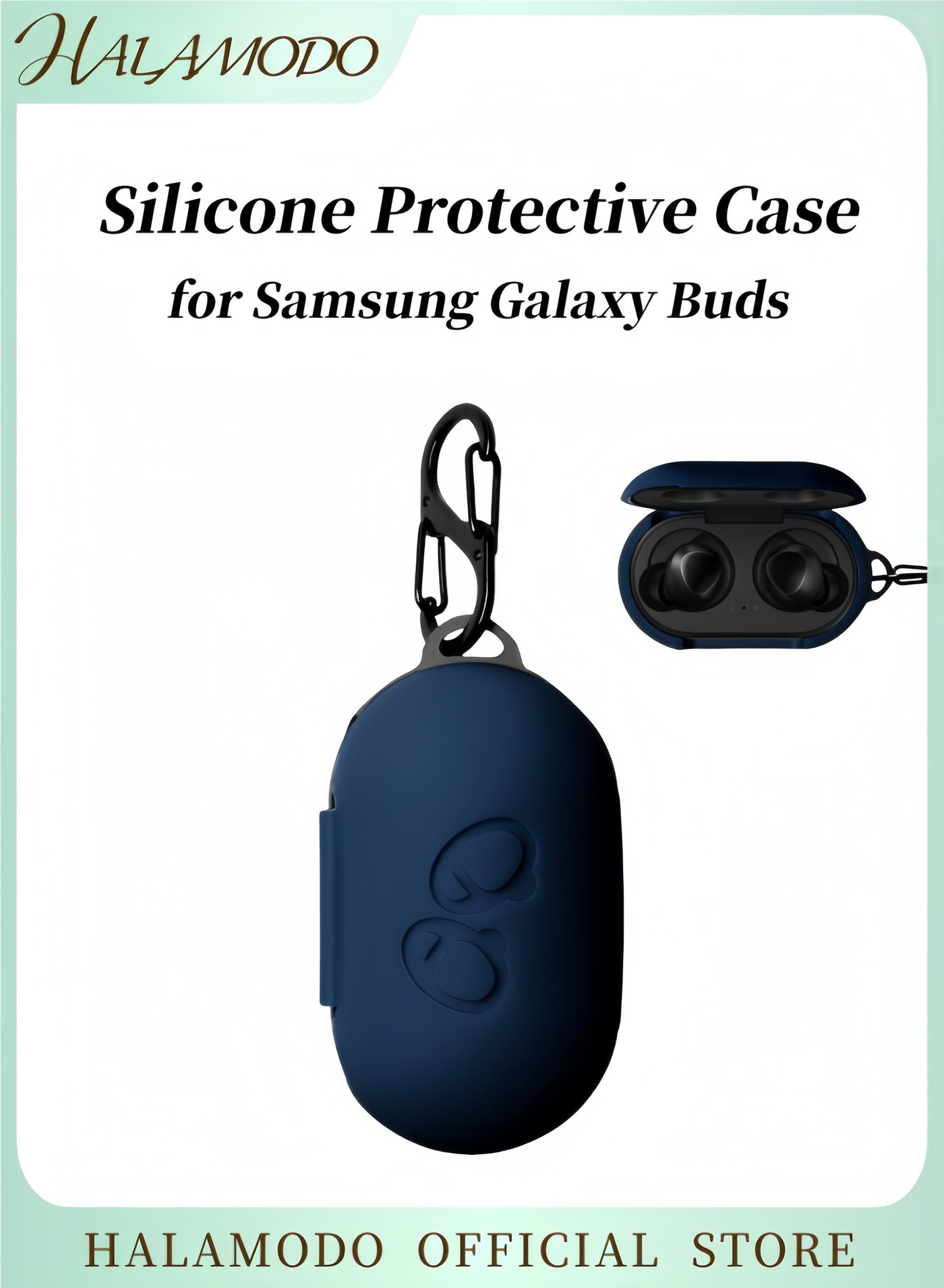 Silicone Protective Case with Carabiner for Samsung Galaxy Buds Earphone Flip-Open Protective Case Soft Ultra Thin Shockproof Protective Kit