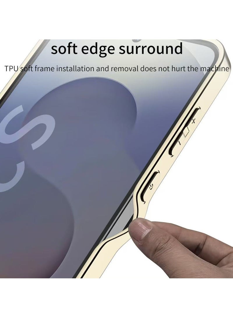 Compatible with Samsung S25 Ultra Case, Deluxe Gold Plated Leather Business Premium Classic Case, Slip Resistant, Scratch Resistant Case (Black) - Image 4