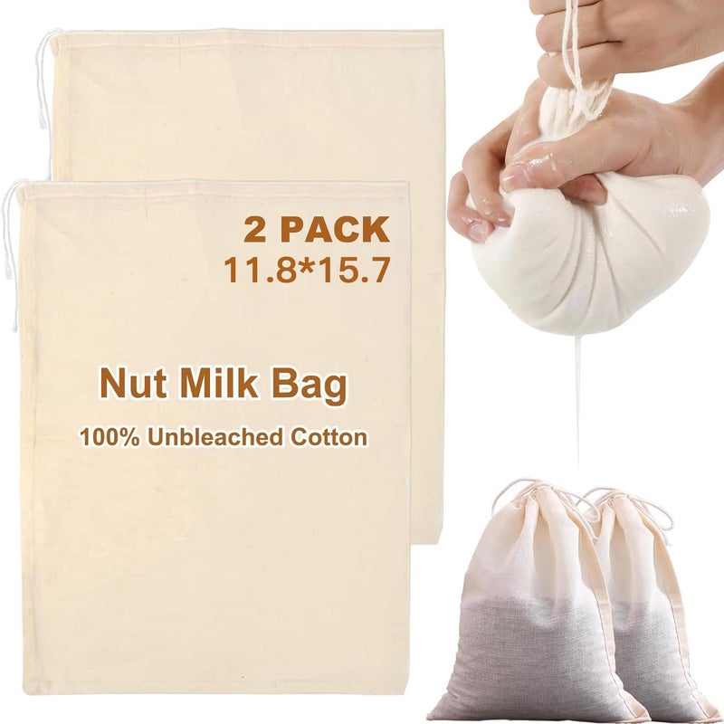 2 PCS Reusable Cheesecloth, Grade 100 Hemmed Organic Cheese Cloth for Straining Craft,100% Cotton Unbleached Cloth Strainer for Cooking,Baking,Juicing,Cheese Making (30 * 40cm) - Image 1