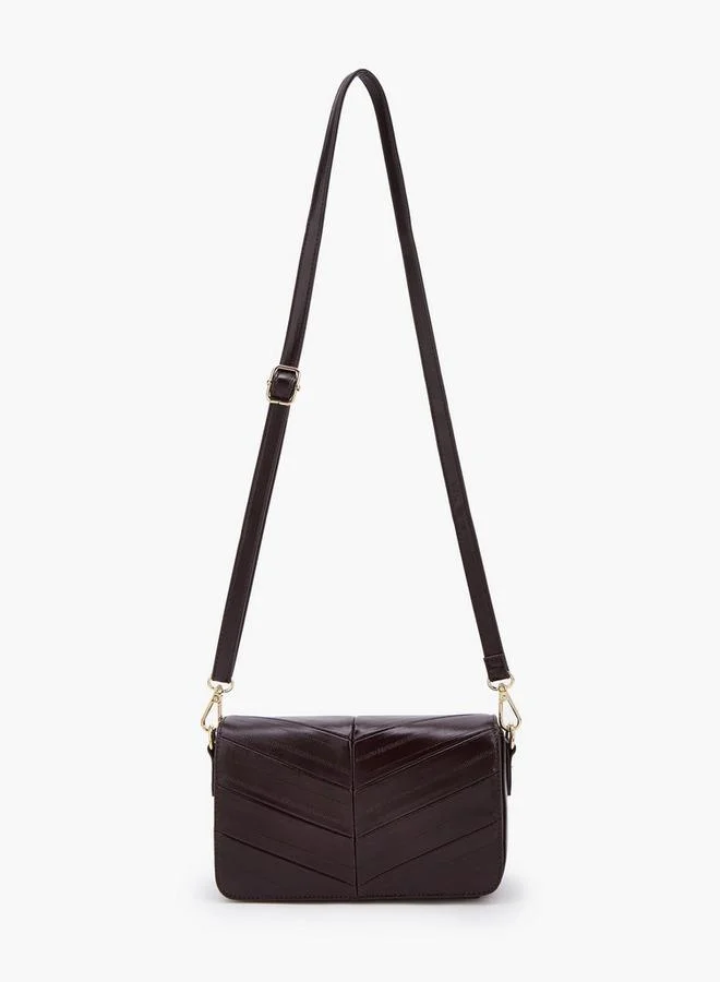 Flora Bella By Shoexpress Textured Crossbody Bag With Adjustable Strap