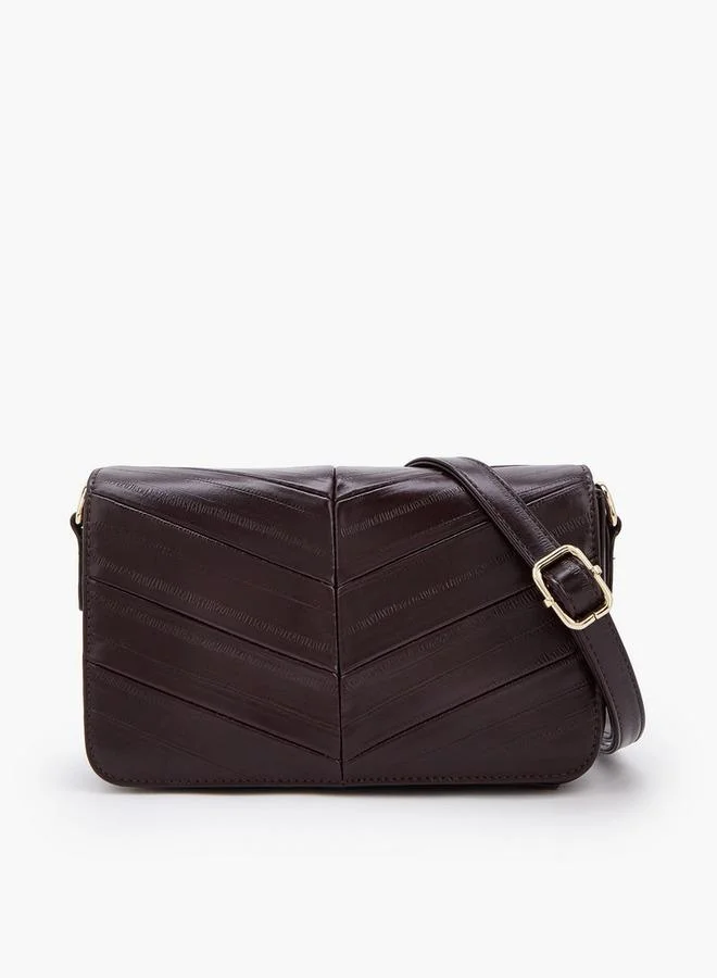 Flora Bella By Shoexpress Textured Crossbody Bag With Adjustable Strap