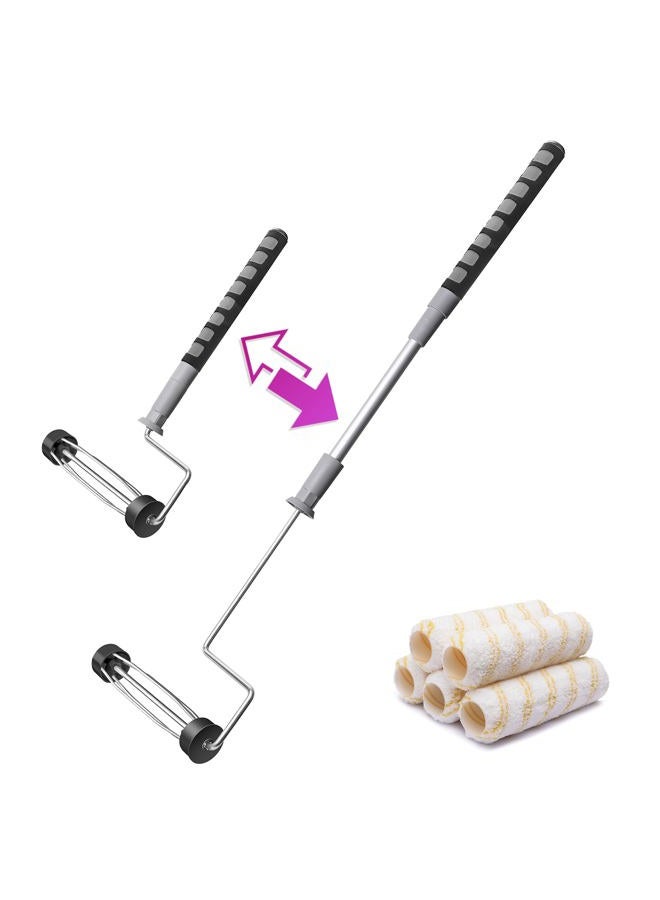 PinStone House Paint Roller Kit, 9 inch Extendable Roller Frame with 5 Microfiber Replacement Covers, Adjustable Painting Roller (18" - 36"), Home Painting Supplies for Painting Walls and Ceilings - Image 1