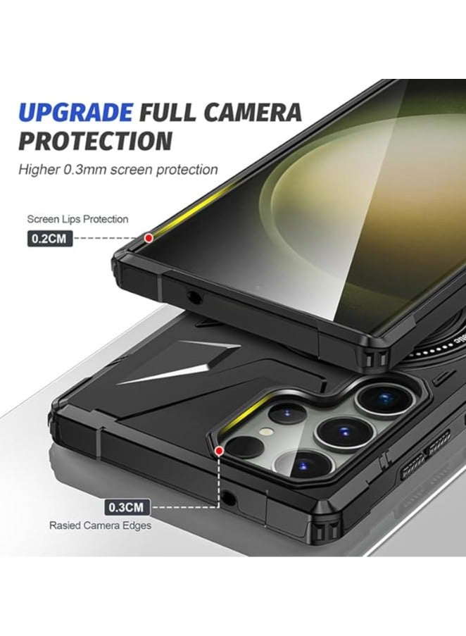 عام الحافظة المغناطيسية لهاتف Samsung Galaxy S24 Ultra/S24 Plus/S24، حافظة العدسة المتوافقة مع الشحن اللاسلكي والمقاومة للصدمات عسكرية المستوى. - Image 3