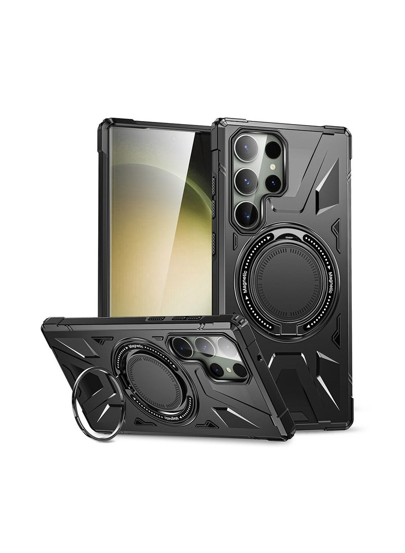 عام الحافظة المغناطيسية لهاتف Samsung Galaxy S24 Ultra/S24 Plus/S24، حافظة العدسة المتوافقة مع الشحن اللاسلكي والمقاومة للصدمات عسكرية المستوى. - Image 1