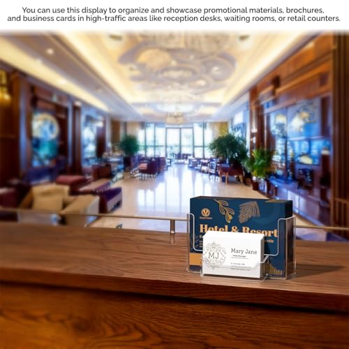 Marketing Holders Postcard Holder 6 Inch Wide with 3.5" x 2" Business Card Pocket and Hanging Hardware Wall Index Card Display Clear Acrylic Literature Organizer for Offices Shops and Tradeshows - Image 4