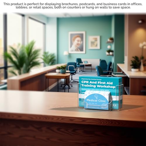 Marketing Holders Postcard Holder 6 Inch Wide with 3.5" x 2" Business Card Pocket and Hanging Hardware Wall Index Card Display Clear Acrylic Literature Organizer for Offices Shops and Tradeshows - Image 3