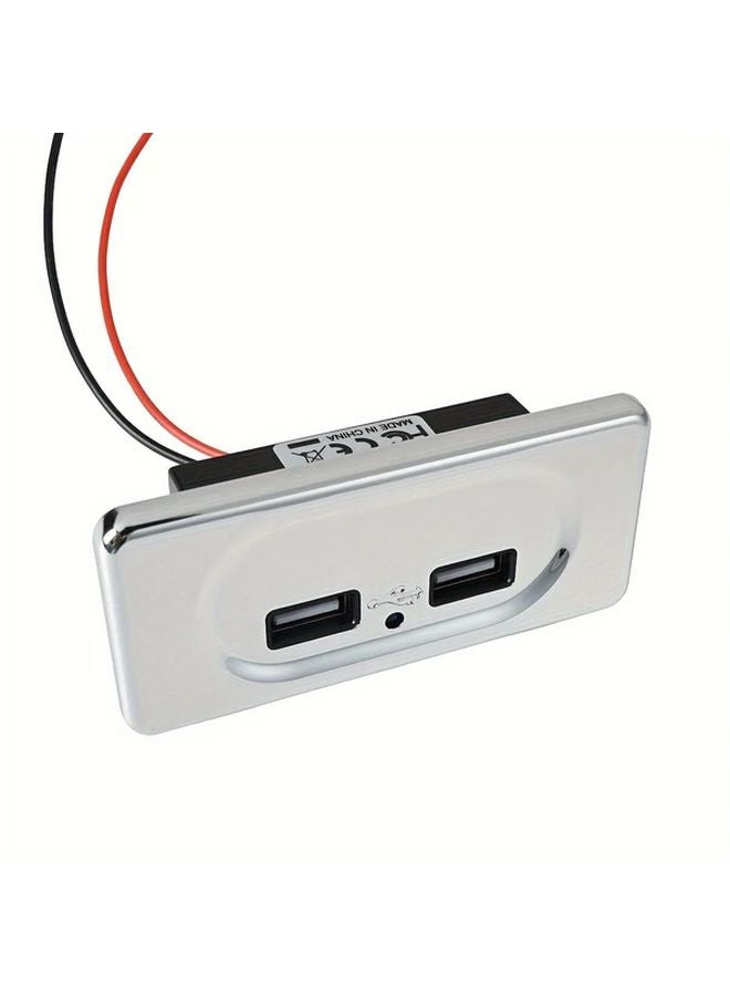 Chrome Dual USB Fast Charger Socket 3 1A 12V Power Outlet Panel For Car Motorcycle RV - Image 1