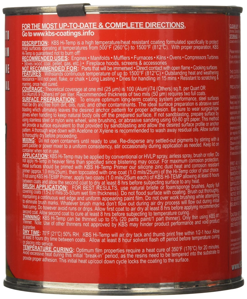 KBS Coatings 65408 Off-White Xtreme Temperature Coating - 1 Quart - Image 2