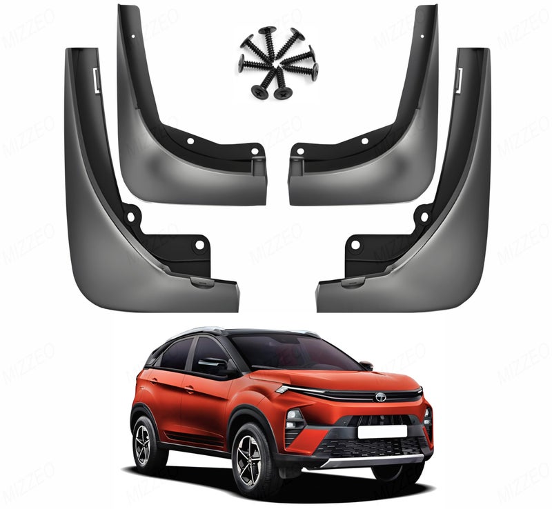 MIZZEO Front and Rear Plastic Mud Flap Splash Guards, Durable and Easy Installation, Compatible with Tata Nexon (2023) Facelift - Image 1