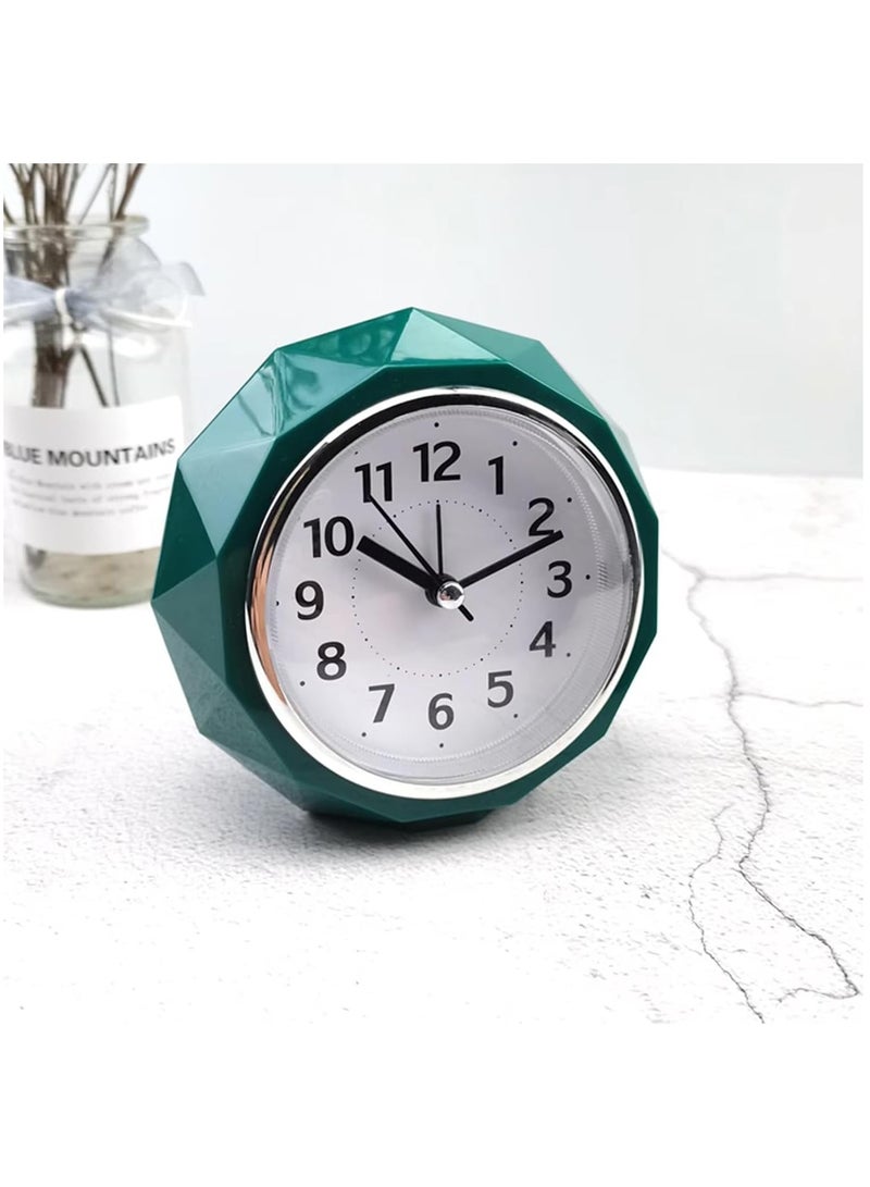 Rubik Alarm Clock LED Light, Silent Non-Ticking Quartz Analog Clock Diamond Cut Texture for Desk Table Bedrooms Bedside (Green)  - Image 2