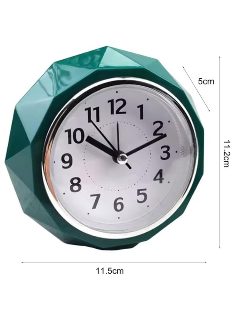 Rubik Alarm Clock LED Light, Silent Non-Ticking Quartz Analog Clock Diamond Cut Texture for Desk Table Bedrooms Bedside (Green)  - Image 3