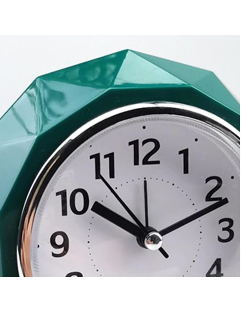 Rubik Alarm Clock LED Light, Silent Non-Ticking Quartz Analog Clock Diamond Cut Texture for Desk Table Bedrooms Bedside (Green)  - Image 5