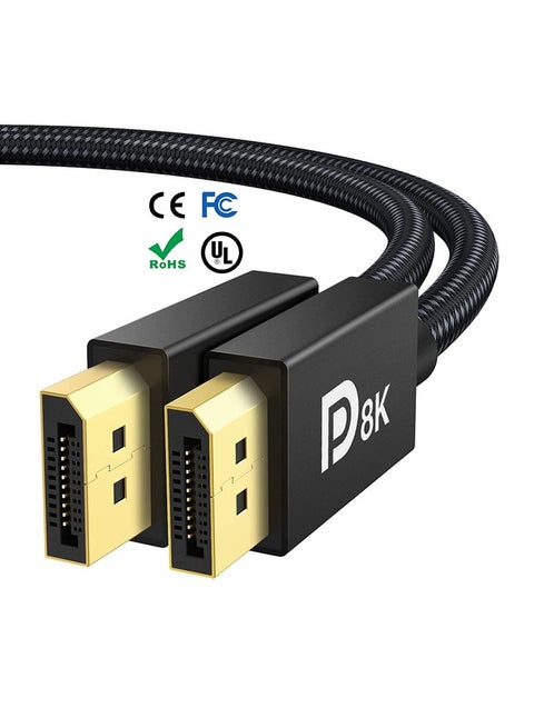 VESA Certified DisplayPort Cable（DP TO DP） 1.4, 8K DP Cable  [8K@60hz, 4K@144hz, 2K@165Hz], HBR3 Support 32.4Gbps, HDCP 2.2, Gold-Plated 8K Display Port Cable Lead for Gaming Monitor, TV, Laptop, PC(5M,1 PACK)