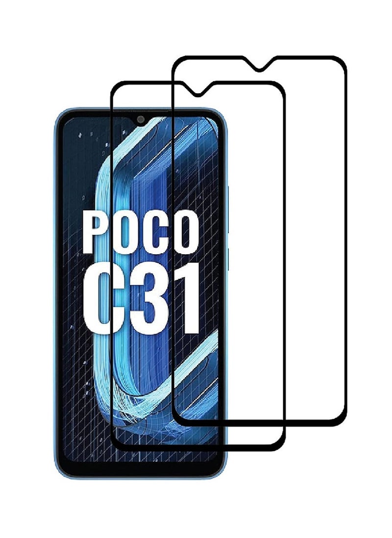 Super 2 Pieces Tempered Glass Screen Protector 5D Designed For Xiaomi Poco C31 Full Glue Edge to Edge Full Screen Coverage And Bubble Free - Image 1