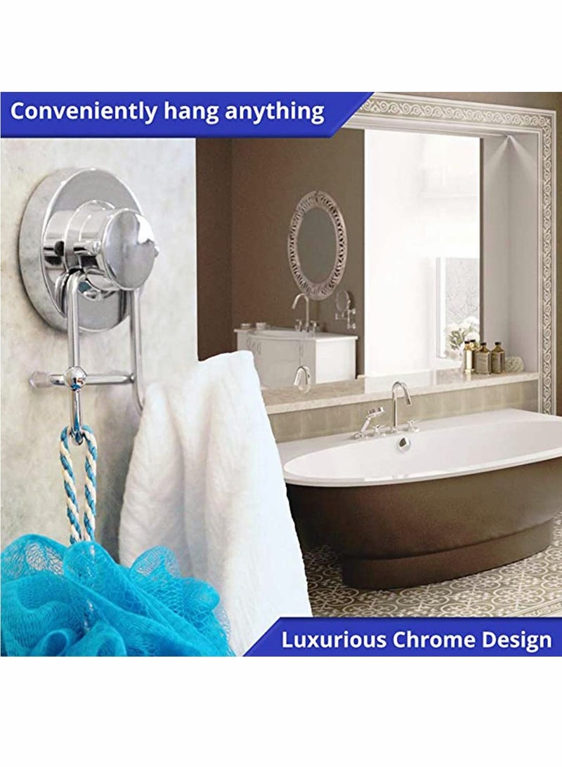 KASTWAVE 2 Double Hook Wall Hooks Stainless Steel Suction Cup Hooks Bath Towel Heavy Duty Hook Suction Cup Rust Proof Wall Hooks Kitchen and Bathroom Vacuum Suction Hook Suction Hanger  - Image 3