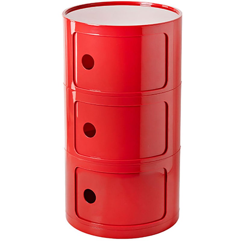 BxuxJar 3 Tier Round Nightstand with Drawer, Red Round Side Table Small Plastic Storage End Table Suitable for Bedroom, Living Room, Bathroom - Image 1