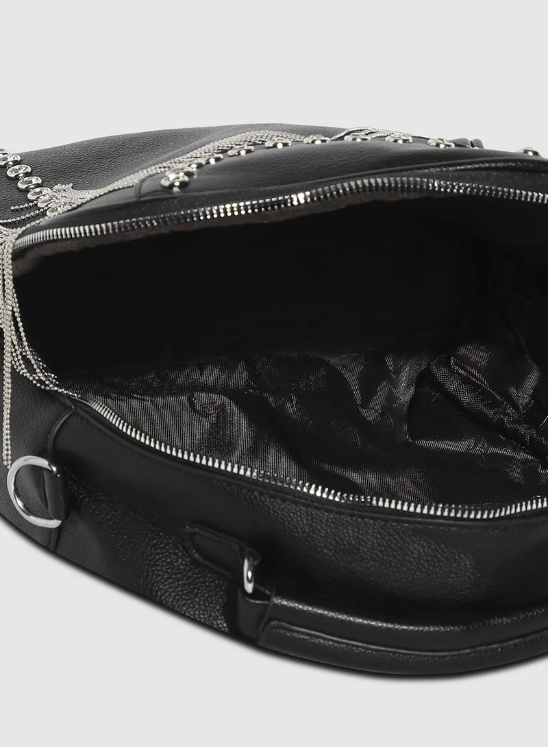Haute Sauce  Fringed Mini Backpack - Black for Women | Best Price UAE
