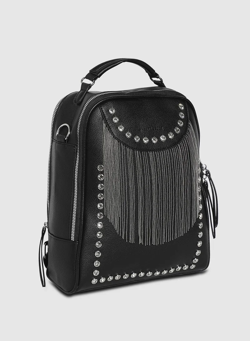 Haute Sauce Fringed Mini Backpack - Black