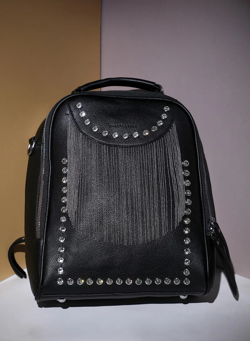 Haute Sauce  Fringed Mini Backpack - Black for Women | Best Price UAE
