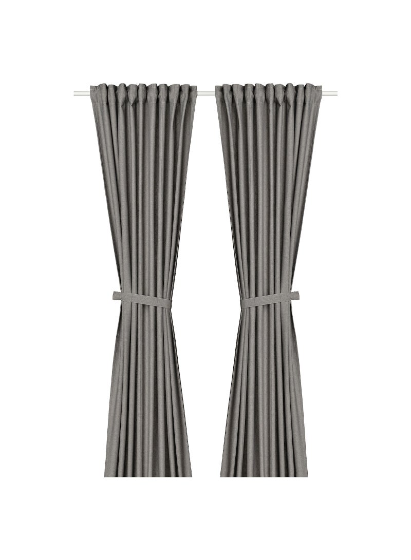 Curtains with tie-backs, 1 pair, 140x300 cm Dark Grey