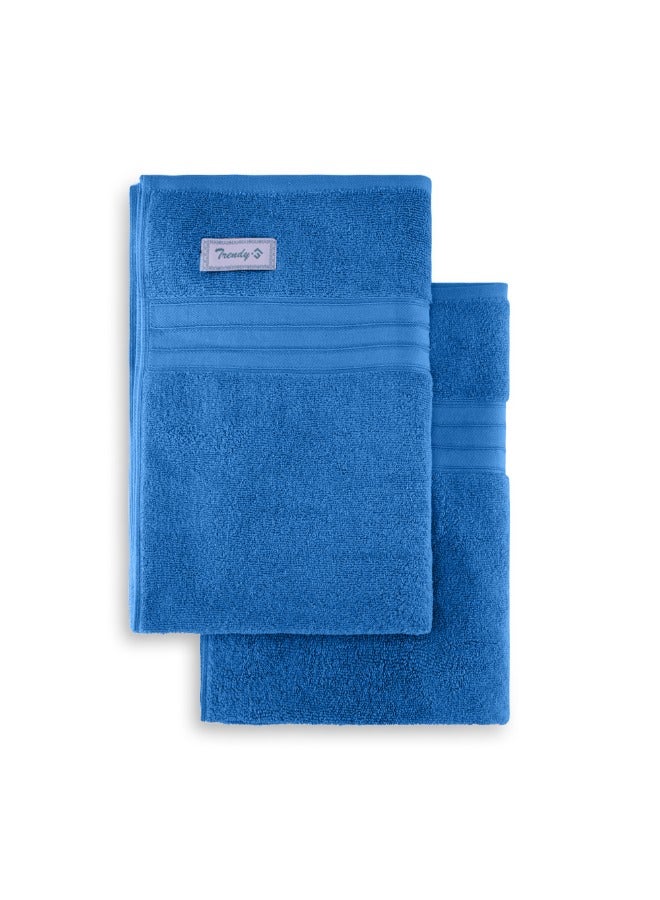 BYFT Home Trendy (Blue) Premium Cotton Bath Sheet (90 X 180 Cm-Set Of 2) Highly Absorbent, High Quality Bath Linen With Striped Dobby 550 Gsm - Image 4