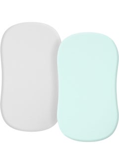 TILLYOU TILLYOU Ultra Soft Bassinet Fitted Sheets for Baby Boy Girl, Universal Fit for Cradle Oval Rectangle Hourglass Mattress, 2 Pack Gray and Green  - Image 1