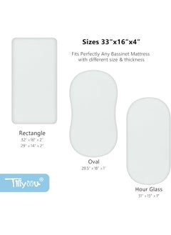TILLYOU TILLYOU Ultra Soft Bassinet Fitted Sheets for Baby Boy Girl, Universal Fit for Cradle Oval Rectangle Hourglass Mattress, 2 Pack Gray and Green  - Image 2